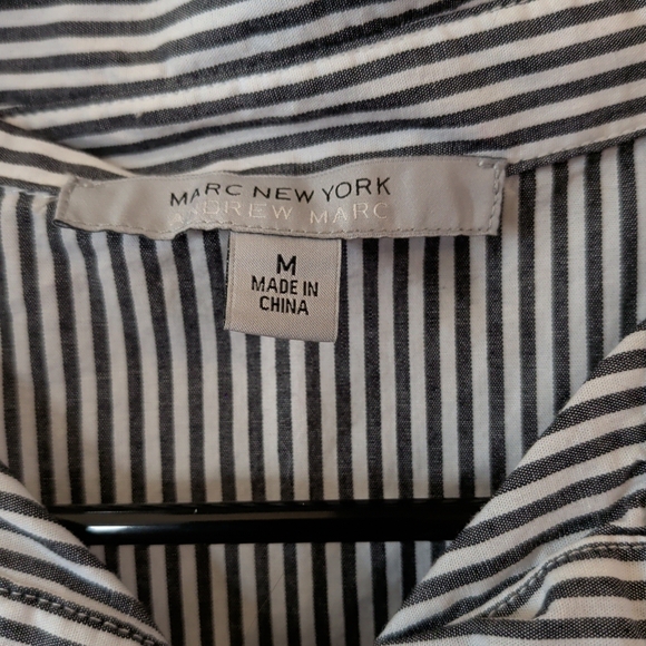 Marc New York Navy & White Striped Embroidered Peplum Blouse - Picture 2 of 3